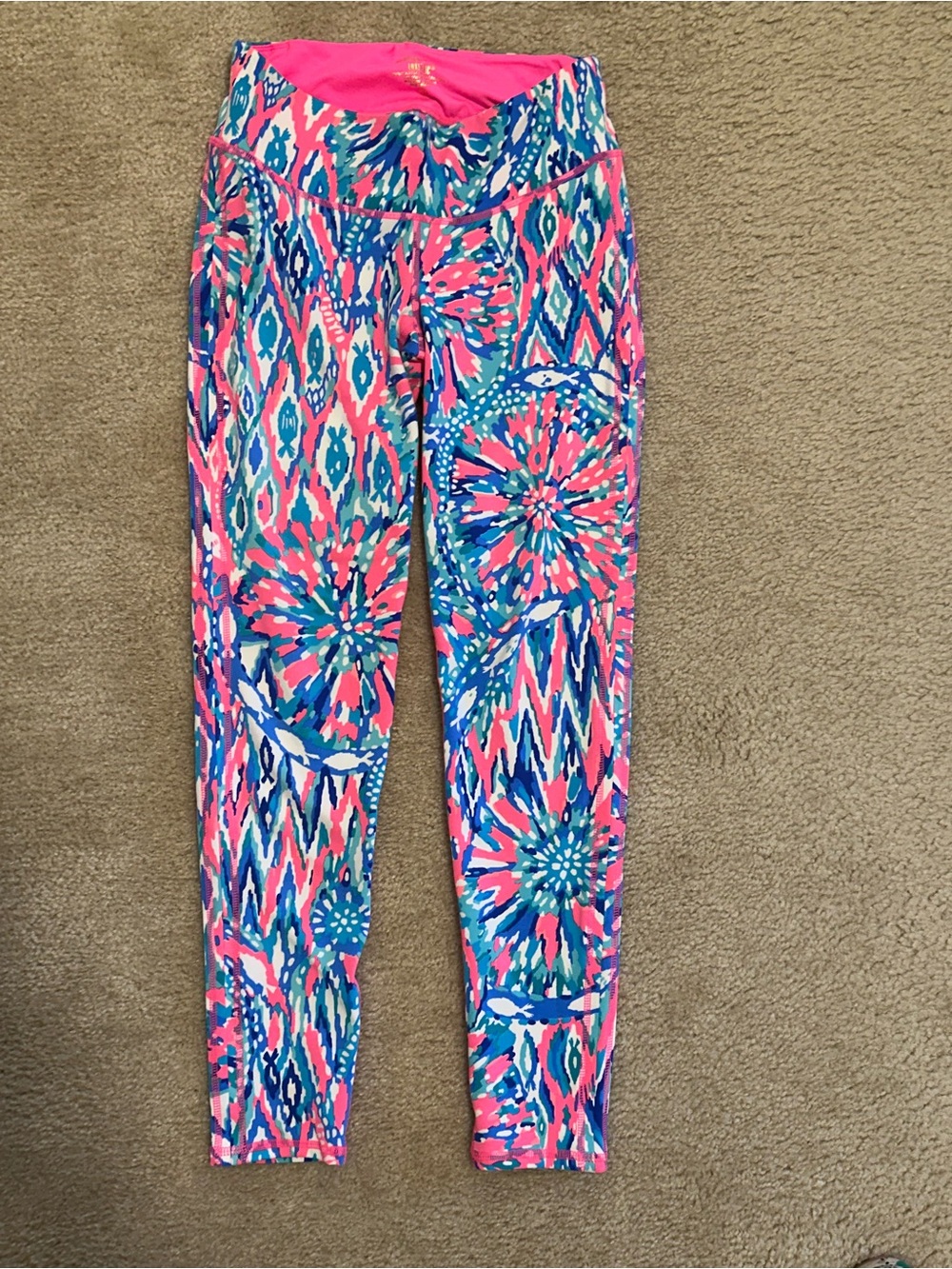 Lilly Pulitzer luxletic Women’s Pink, Blue & White Printed Leggings